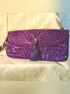 Purple Sequin Wristlet Clutch with Tassel